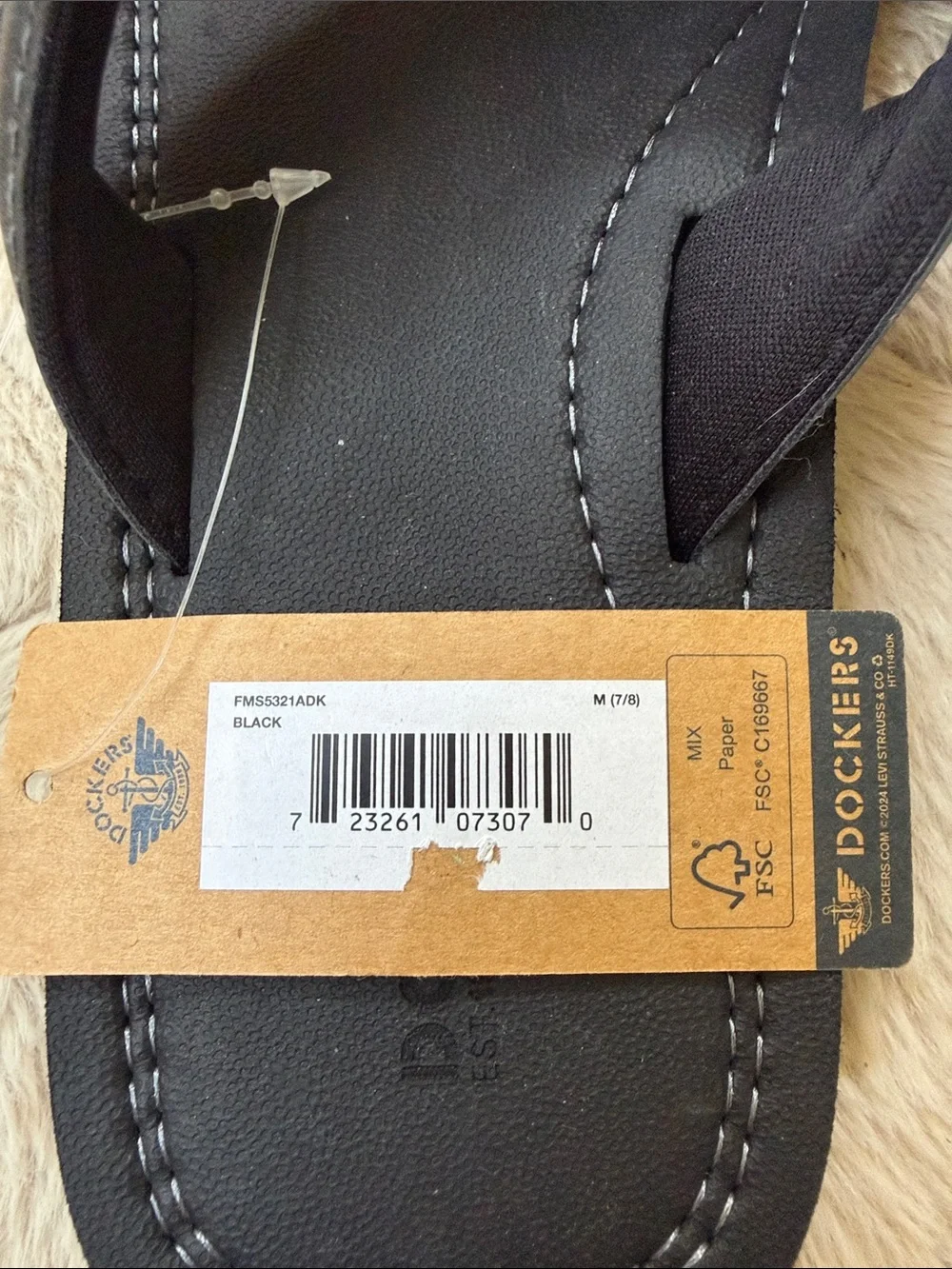 Dockers Men's Black Flip Flop Sandals with Contrast Stitching